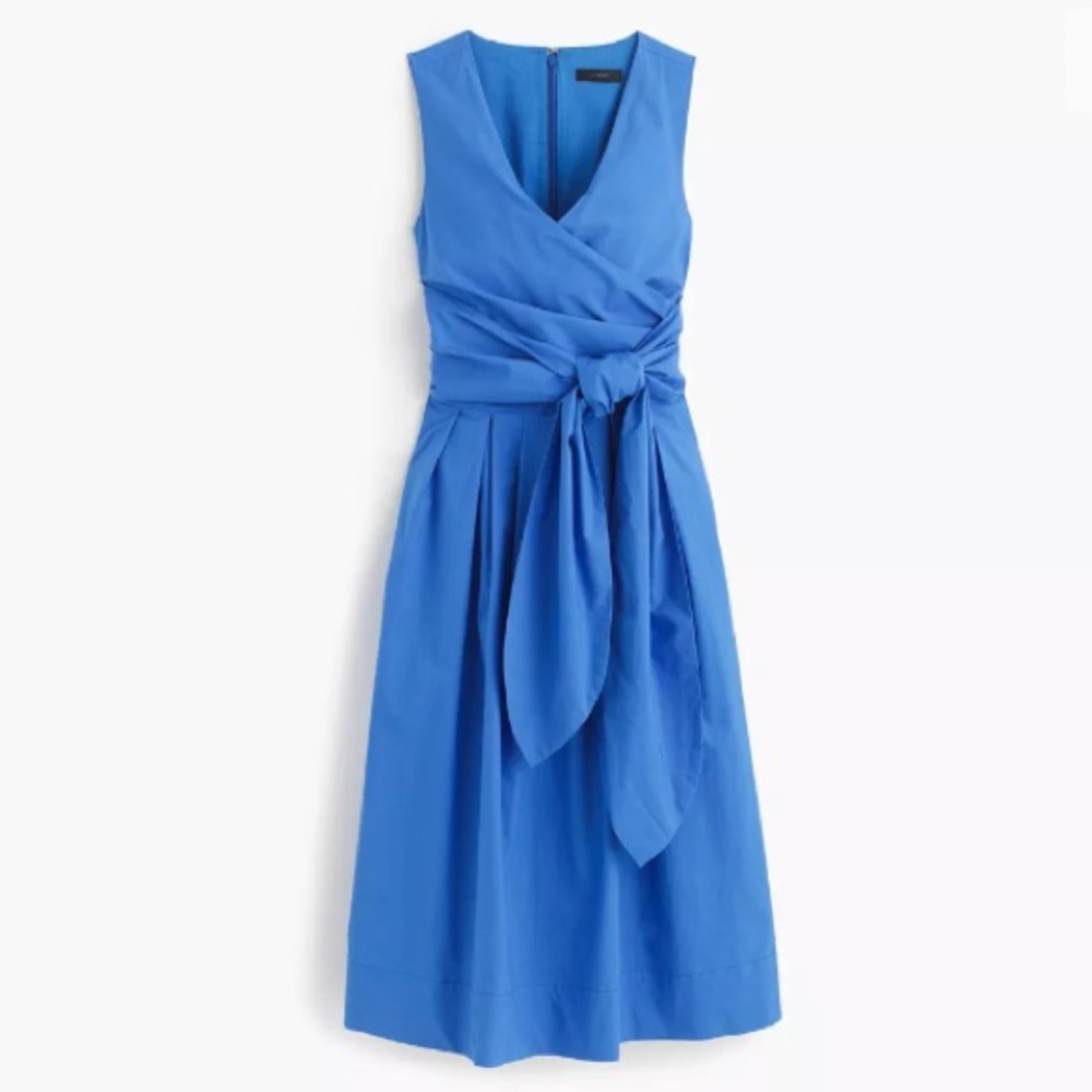 New J CREW  Crisp Poplin Belted Wrap Day Dress 8